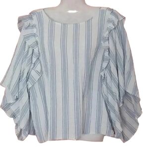 VINCE Camuto cotton top with ruffles Women's Size Large